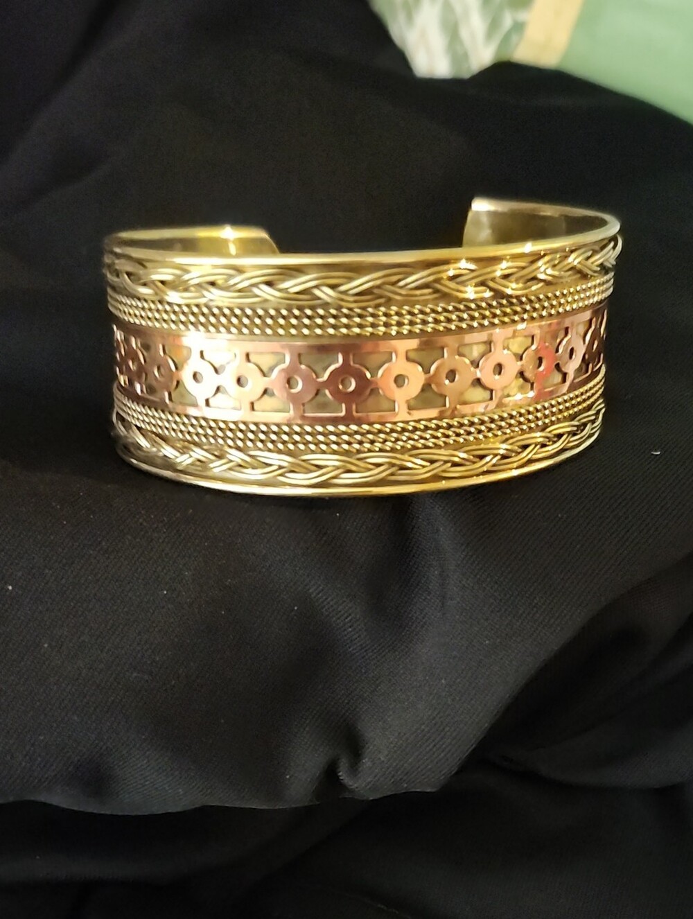 Gold and Rose Gold Filigree Cuff Bracelet